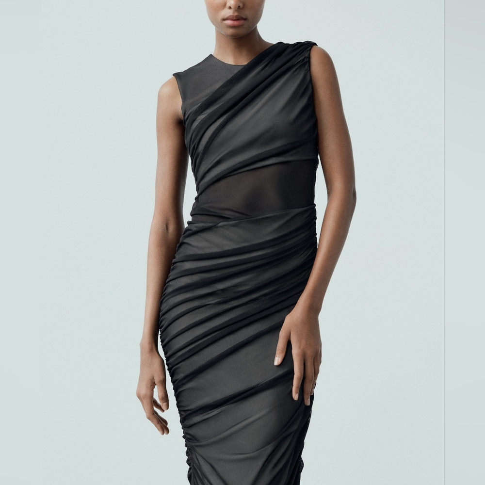 ZARA MIXED TULLE DRESS - Picture 2 of 10